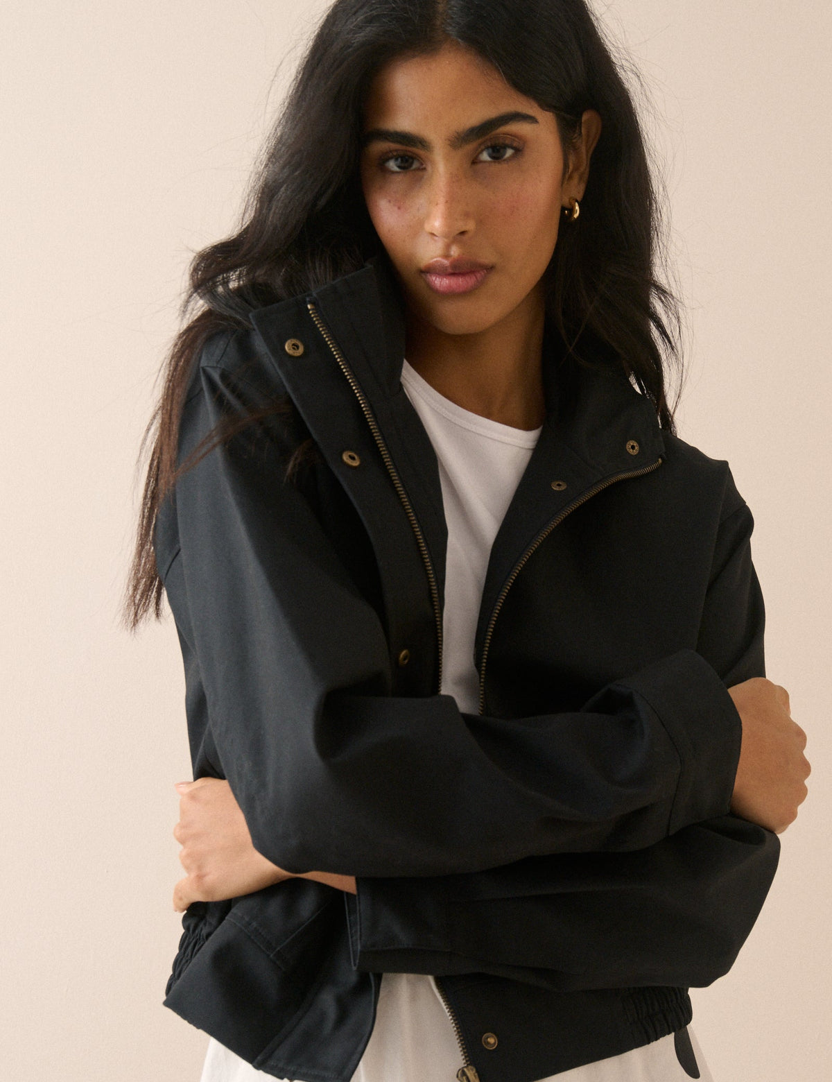 Koyu Lacivert Dik Yaka Trinity Bomber Ceket