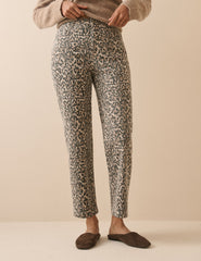 Leopar Desenli Yüksek Bel Camden Daralan Kesim Jean Pantolon