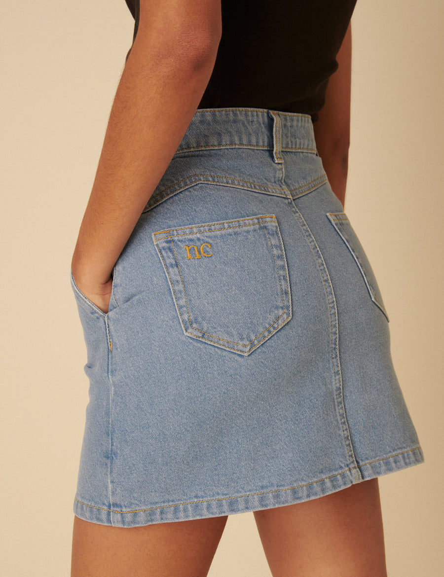 Mavi Denim Western Tarzı Mini Etek