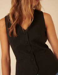 Siyah Klasik Kesim Yelek