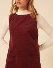 Bordo Fitilli Kadife Chiara Jile Mini Boy Elbise