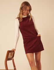 Bordo Fitilli Kadife Chiara Jile Mini Boy Elbise