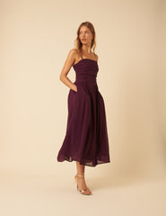 Mor Straplez Felicity Midi Boy Elbise