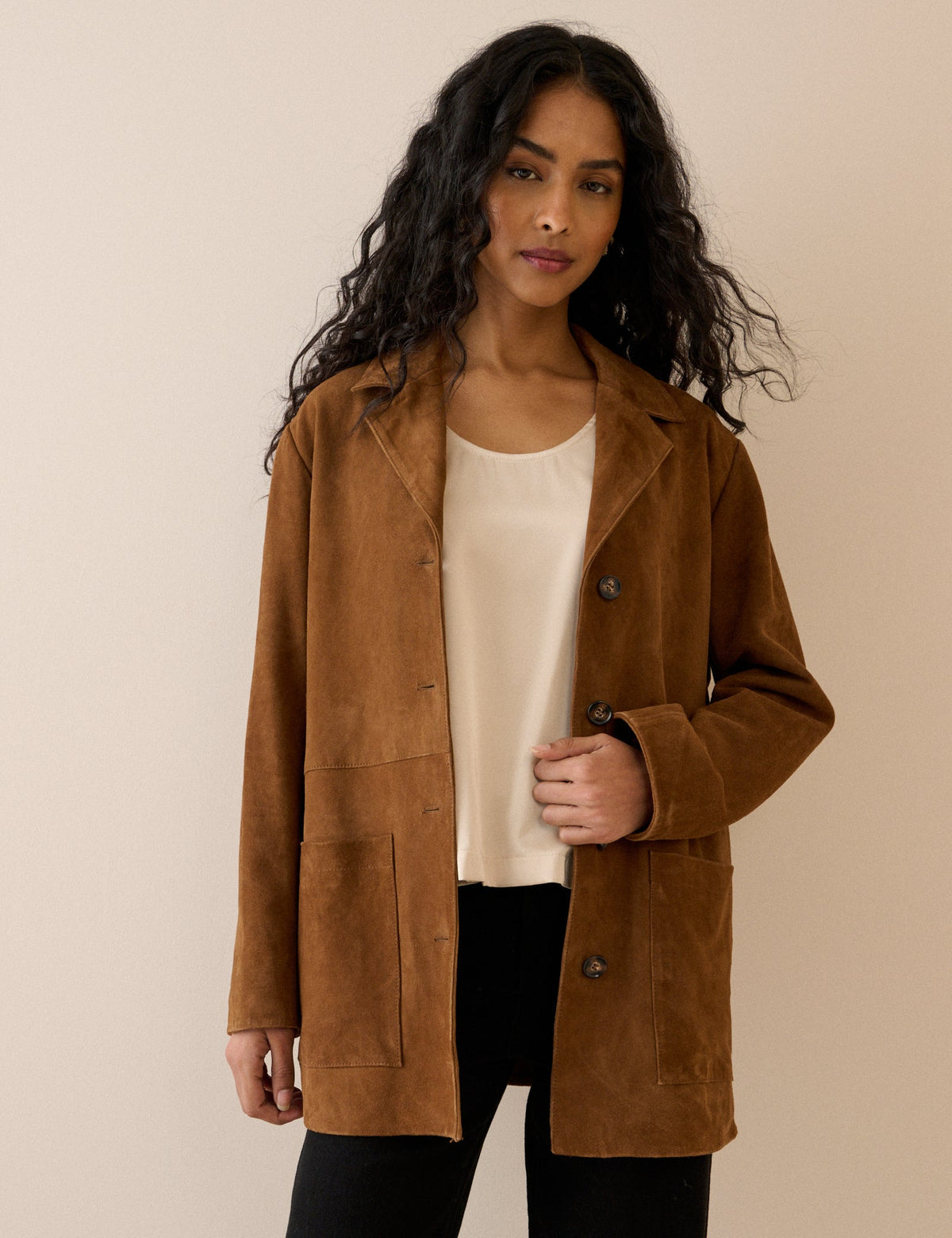 Kahverengi Süet Blazer Ceket Ceket