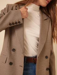 Bej Klasik Ekoseli Blazer Ceket
