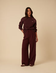 Bordo Kalp İşlemeli Sweatshirt