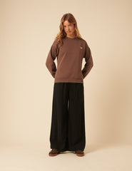 Kahverengi Fiyonklu İşlemeli Sweatshirt