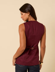Bordo Uzun Kesim Yelek