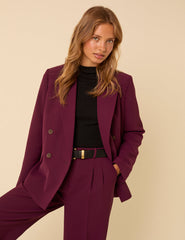 Bordo Çift Düğmeli Alicia Blazer Ceket
