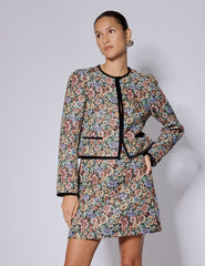 Siyah Çiçek Desenli Tapestry Mini Etek