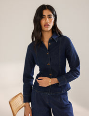 Denim Vücuda Oturan Kesim Gömlek