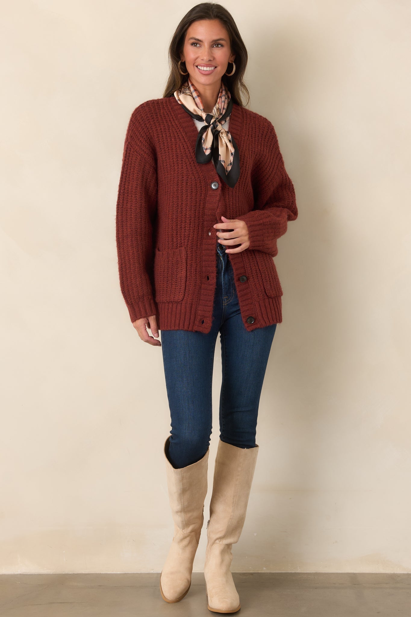 Kırmızı Oversize Triko Hırka