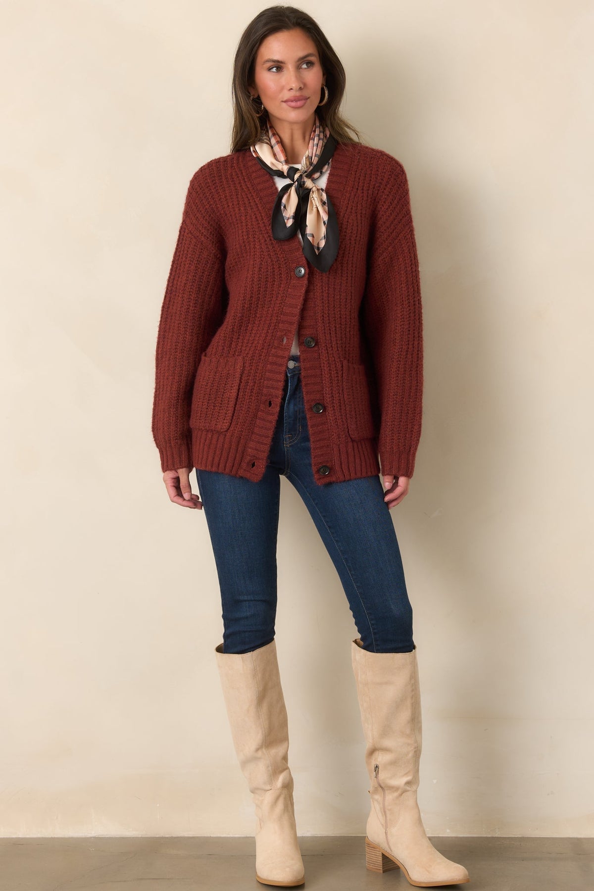 Kırmızı Oversize Triko Hırka