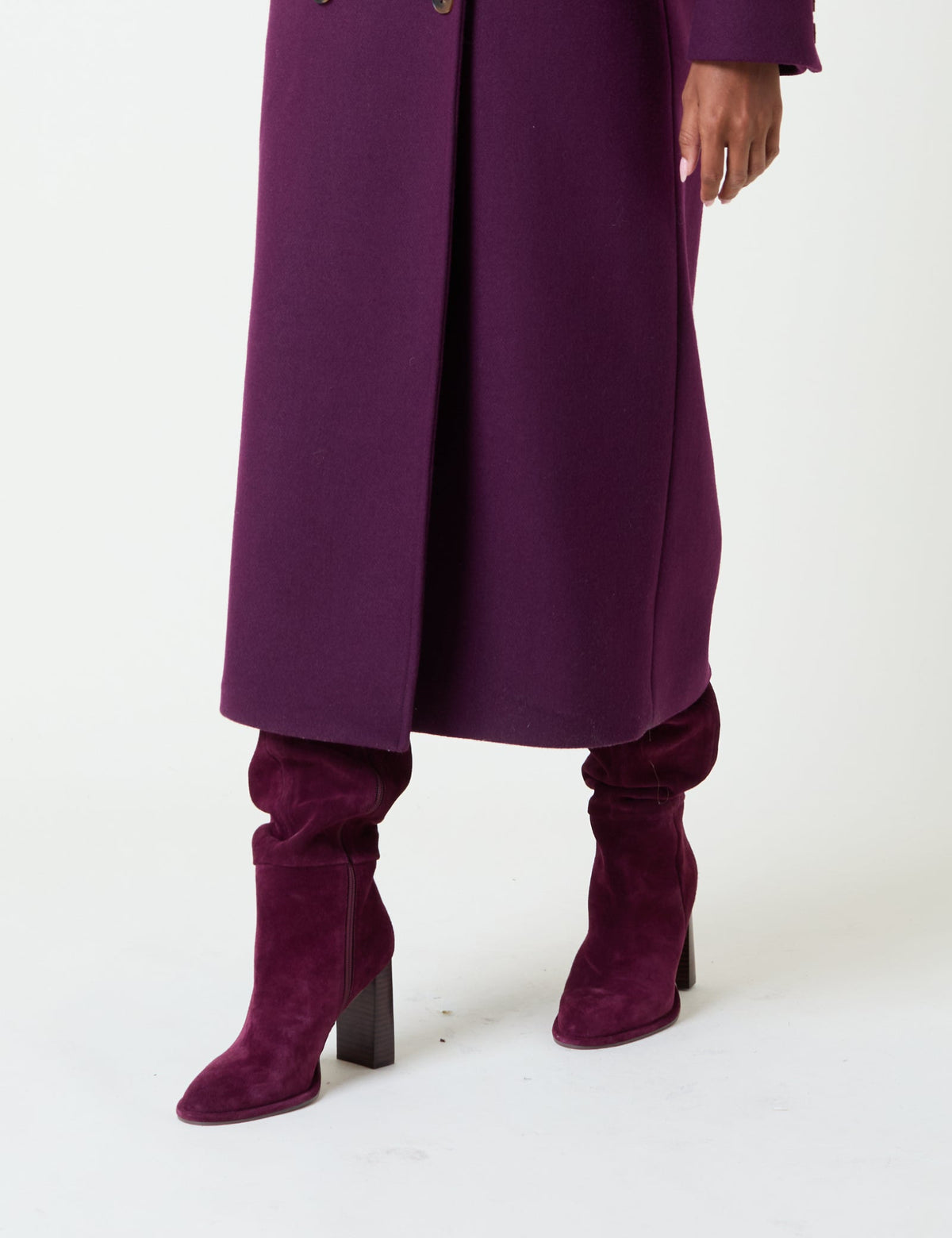 Bordo Süet Thigh Yüksek Çizme