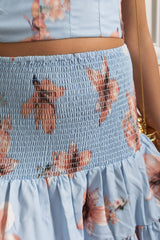 Mini Çiçekli Smocked Takım - Mavi