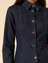 Denim Vücuda Oturan Kesim Gömlek