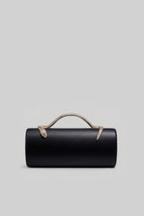 Yılan Sap ve Altın Zincir Detaylı Yapılandırılmış Clutch Çanta - Siyah
