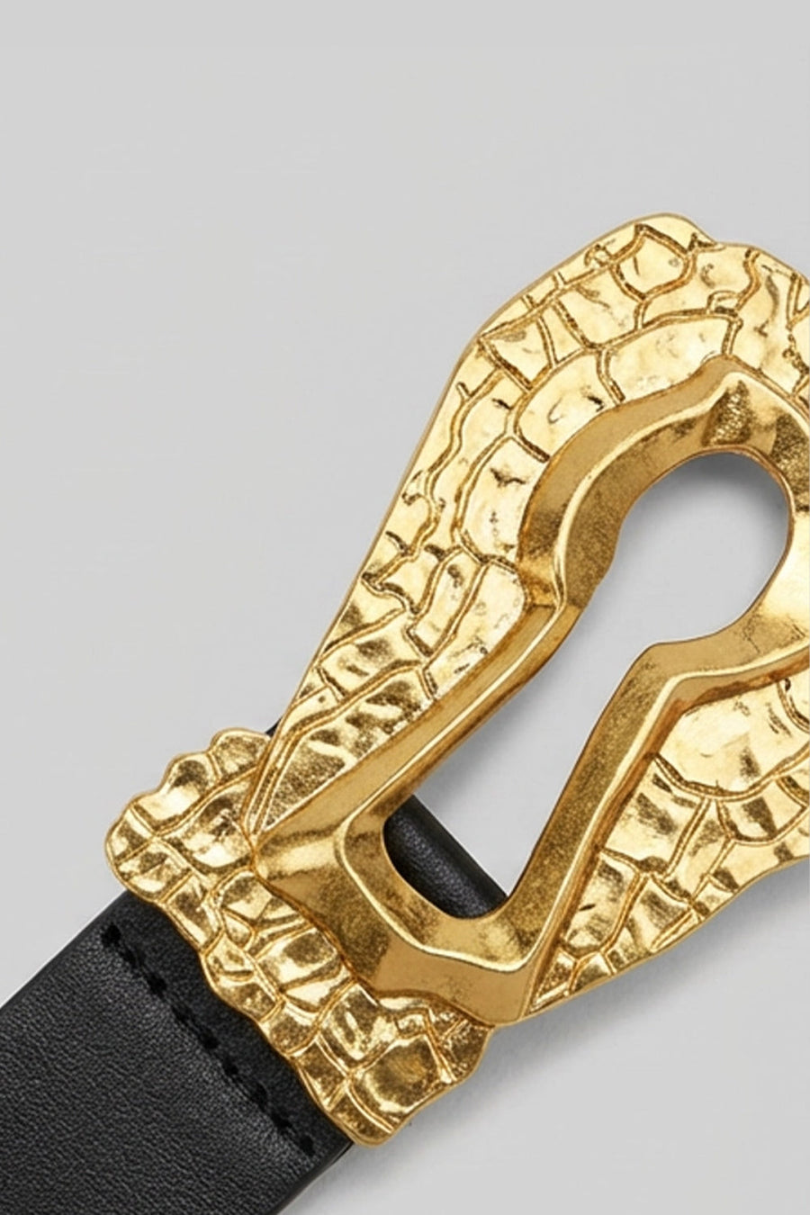 Hammered Heykelsi Damla Dekolte Toka Detaylı Kemer - Siyah
