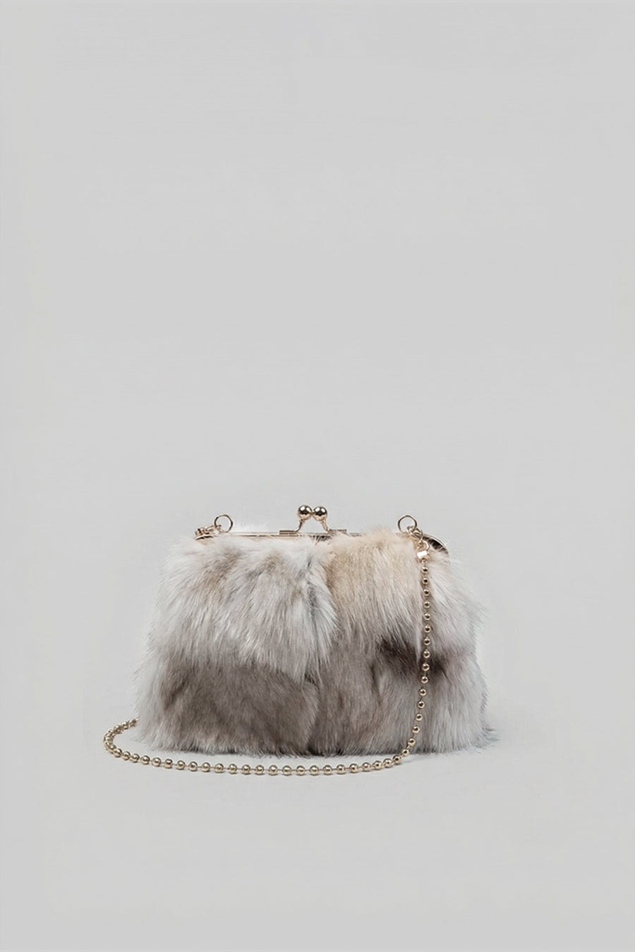 Kiss-Lock Kapama Detaylı Suni Kürk Clutch Çanta - Haki
