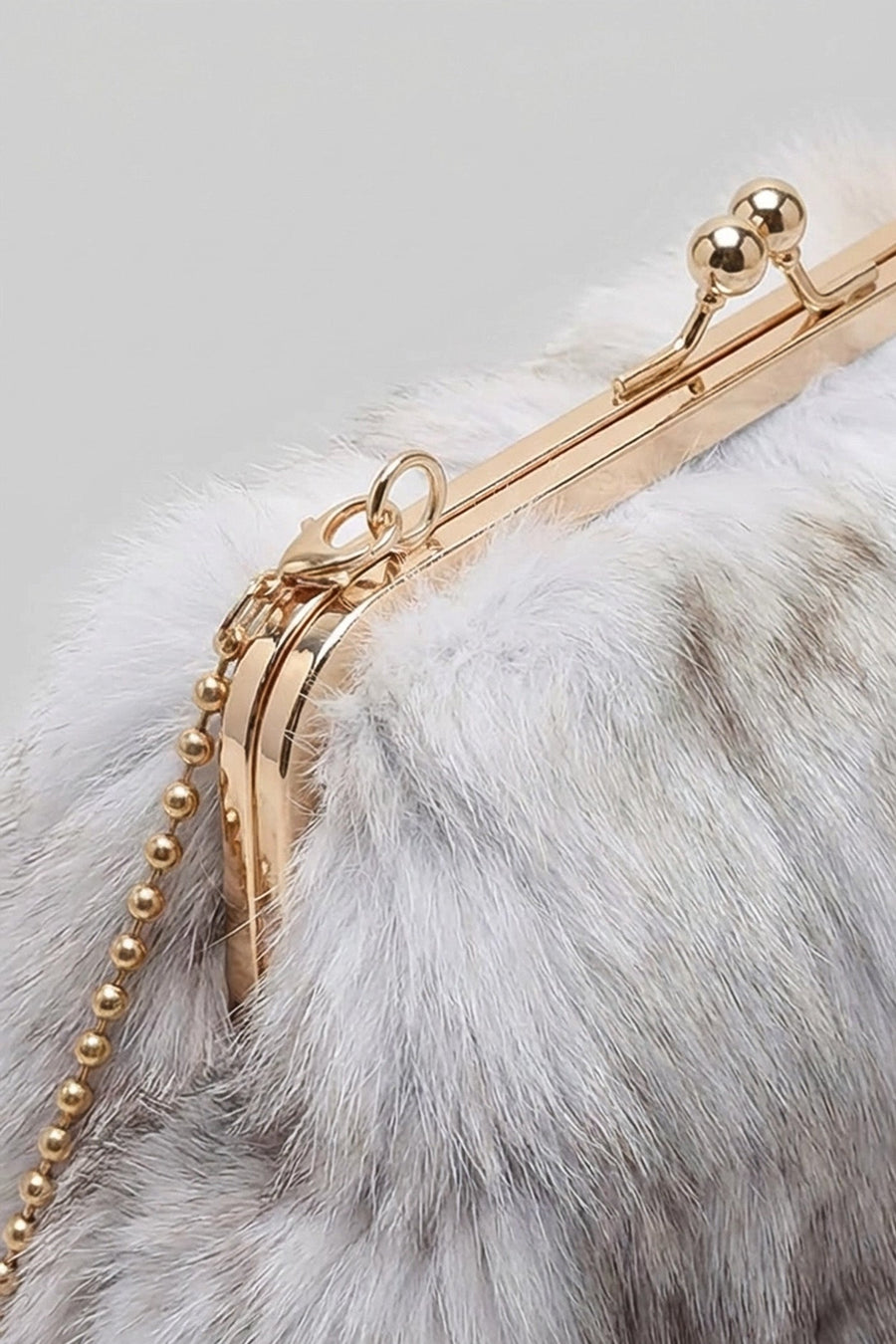 Kiss-Lock Kapama Detaylı Suni Kürk Clutch Çanta - Haki