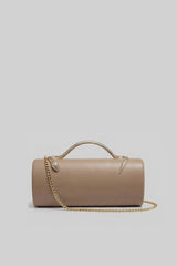 Yılan Sap ve Altın Zincir Detaylı Yapılandırılmış Clutch Çanta - Haki