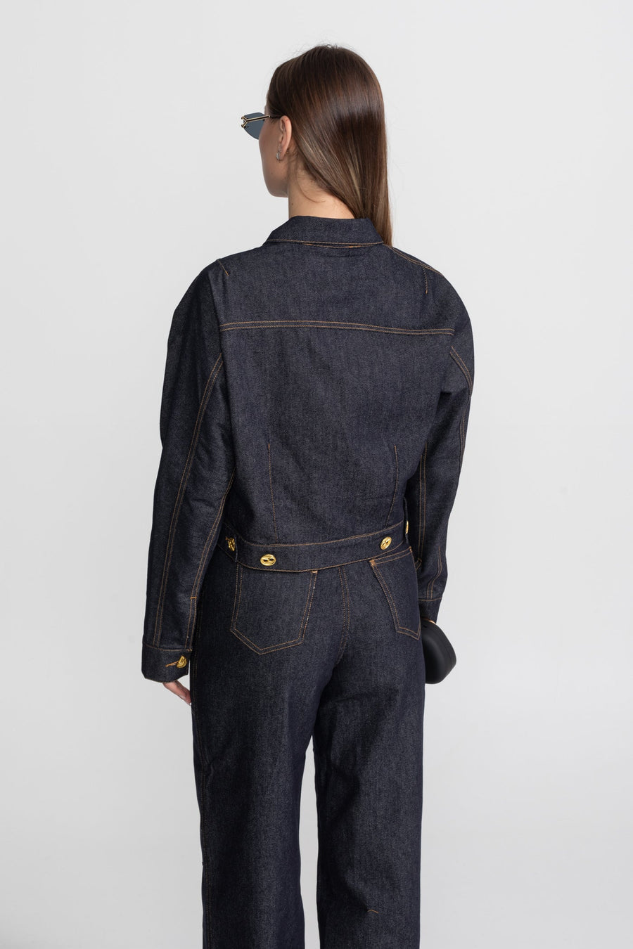 Altın Düğme Denim Takım - Indigo