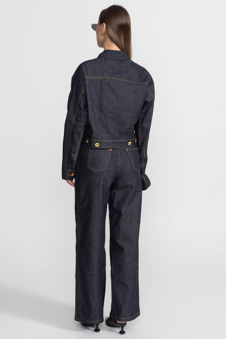 Altın Düğme Denim Takım - Indigo