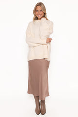 Lloyd Krem Oversize Bisiklet Yaka Triko Kazak