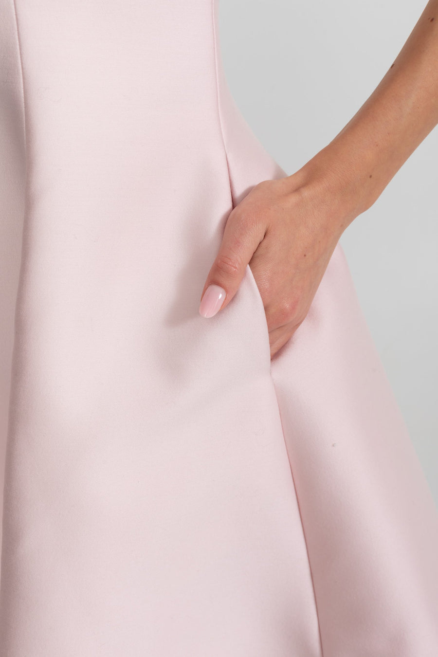 Dantel Göğüslük Detaylı A Kesim Mini Elbise - Pudra Pembe