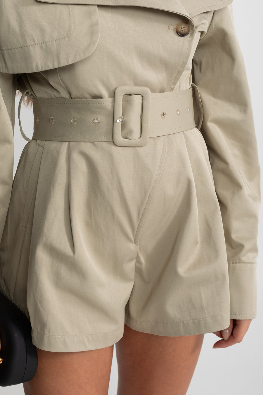 Kemerli Trençkot Jumpsuit - Bej