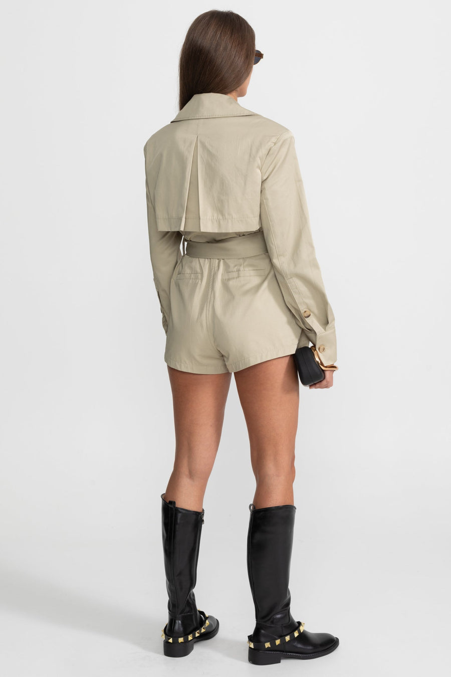 Kemerli Trençkot Jumpsuit - Bej