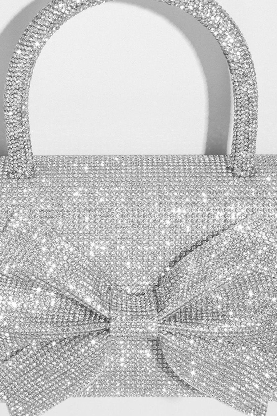 Işıltılı Süslemeler Detaylı Taşlı Clutch Çanta - Gümüş